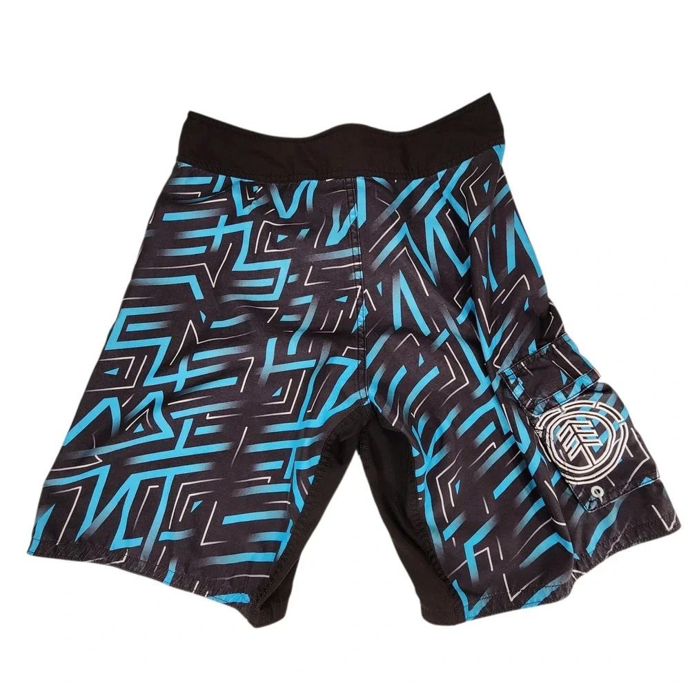 Y2K Element Board Short sz 32 Men Absrrsct Blue Geometric Swim Surf Skater Beach